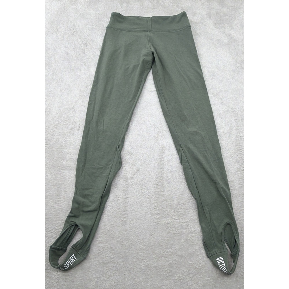 Victors Sport Olive Green Activewear Leggings Stirrup Cuffs Logo Woman's Small